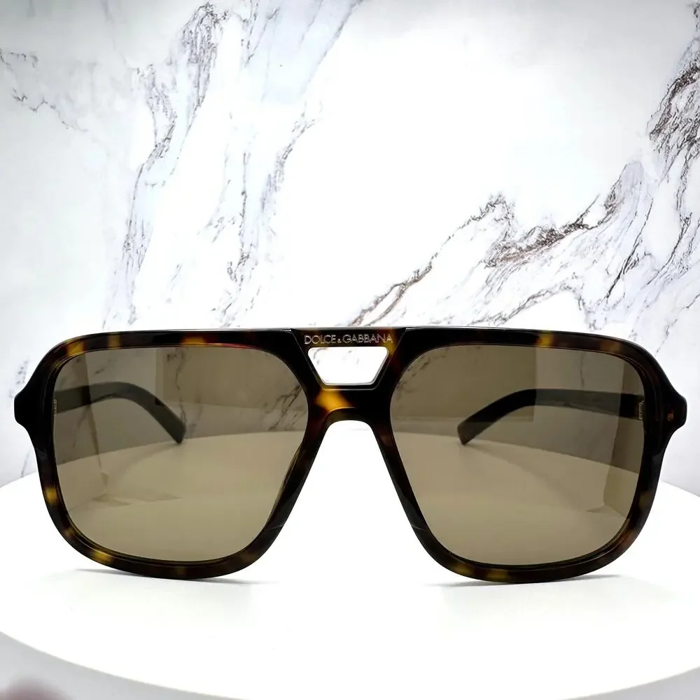 New Dolce & Gabbana Sunglasses Brown Aviator Pilot Gold